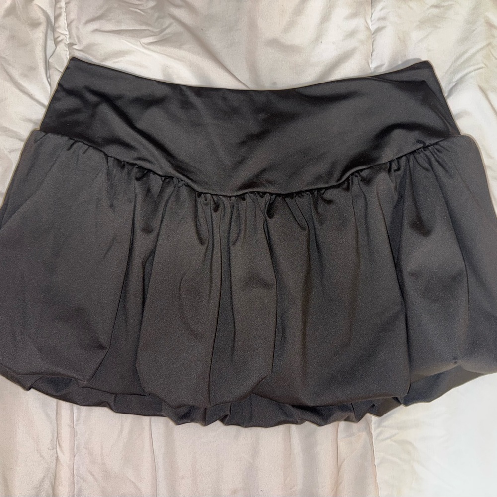 Black Satin Mini Skirt